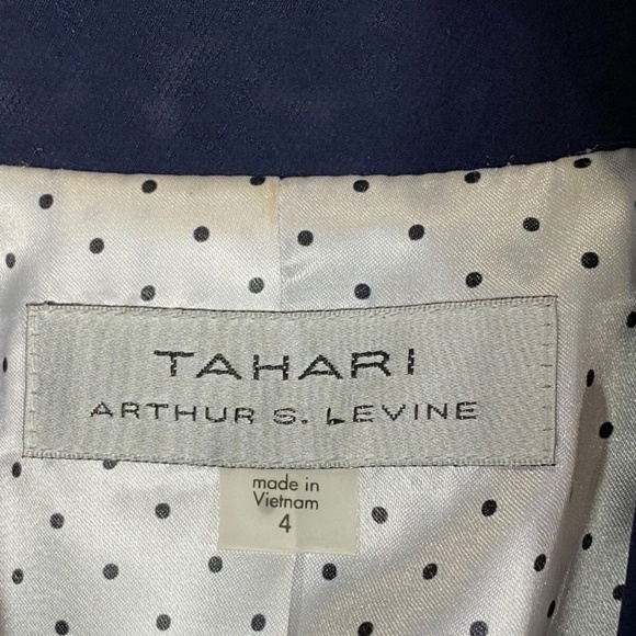 TAHARI Arthur S. Levine Women's Pant Suit Size 4 Jacket and Pant Navy Blue - Picture 4 of 6